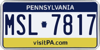 PA license plate MSL7817