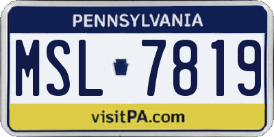 PA license plate MSL7819