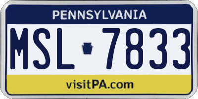 PA license plate MSL7833