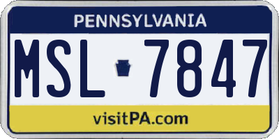 PA license plate MSL7847