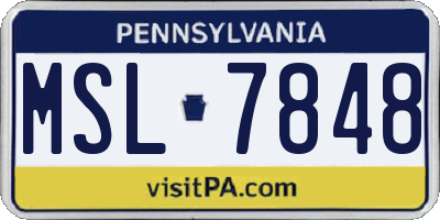 PA license plate MSL7848