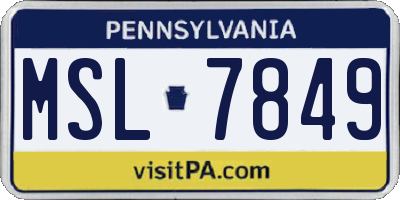PA license plate MSL7849