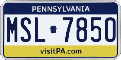 PA license plate MSL7850