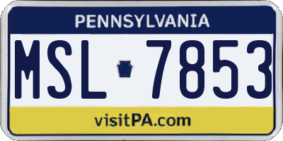 PA license plate MSL7853
