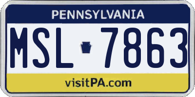 PA license plate MSL7863