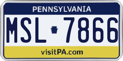 PA license plate MSL7866