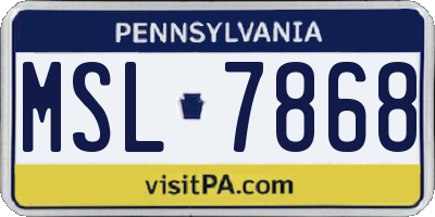 PA license plate MSL7868