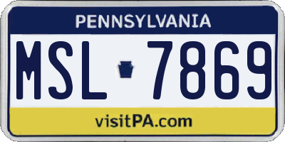 PA license plate MSL7869