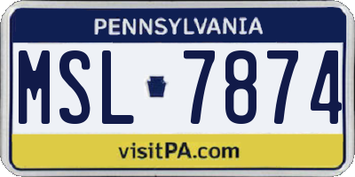 PA license plate MSL7874