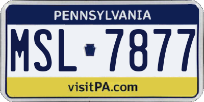 PA license plate MSL7877
