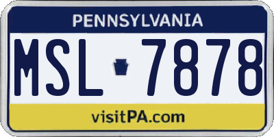 PA license plate MSL7878