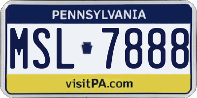 PA license plate MSL7888