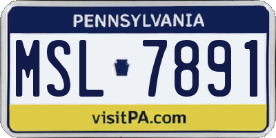 PA license plate MSL7891