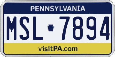 PA license plate MSL7894
