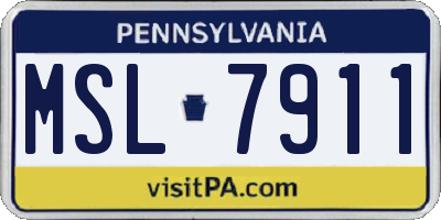 PA license plate MSL7911