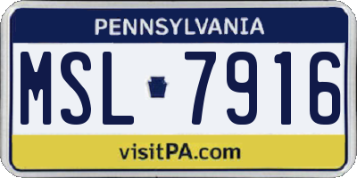 PA license plate MSL7916