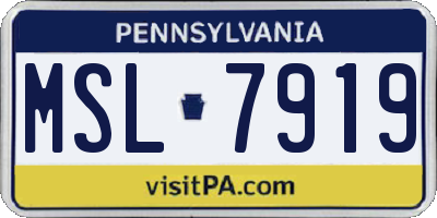 PA license plate MSL7919