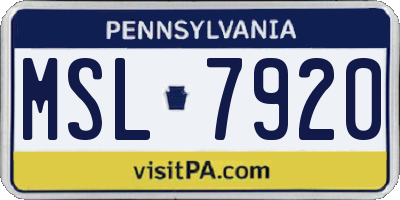 PA license plate MSL7920