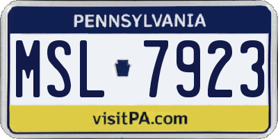 PA license plate MSL7923