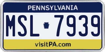 PA license plate MSL7939