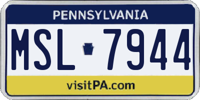 PA license plate MSL7944