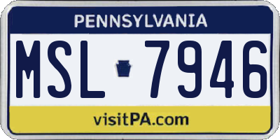 PA license plate MSL7946