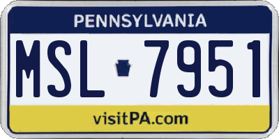 PA license plate MSL7951
