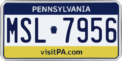 PA license plate MSL7956