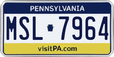 PA license plate MSL7964