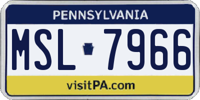 PA license plate MSL7966