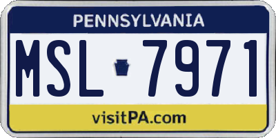 PA license plate MSL7971