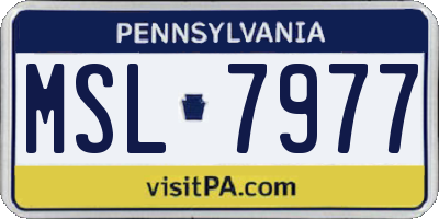PA license plate MSL7977