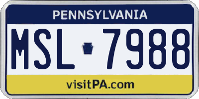 PA license plate MSL7988