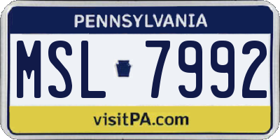 PA license plate MSL7992