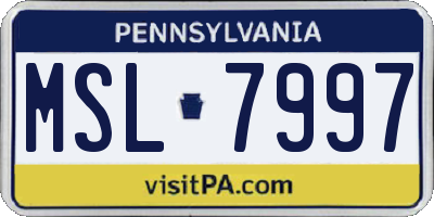 PA license plate MSL7997