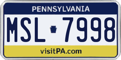 PA license plate MSL7998