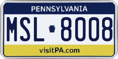 PA license plate MSL8008