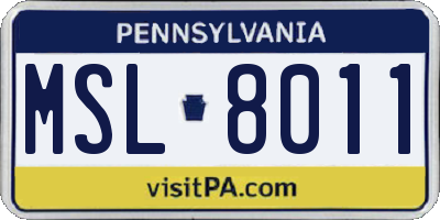 PA license plate MSL8011