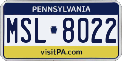 PA license plate MSL8022