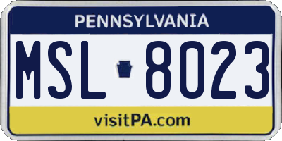 PA license plate MSL8023