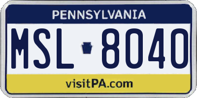 PA license plate MSL8040
