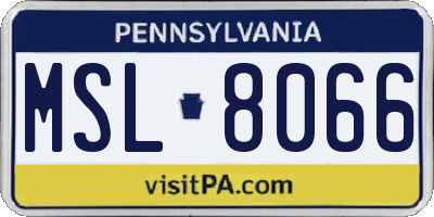 PA license plate MSL8066