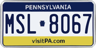 PA license plate MSL8067