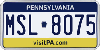 PA license plate MSL8075