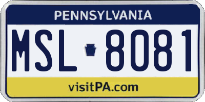 PA license plate MSL8081