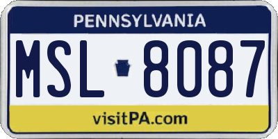 PA license plate MSL8087