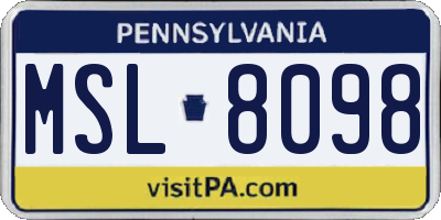 PA license plate MSL8098