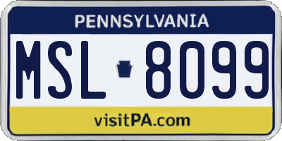 PA license plate MSL8099