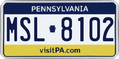 PA license plate MSL8102