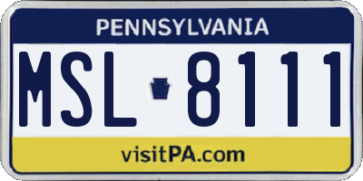 PA license plate MSL8111